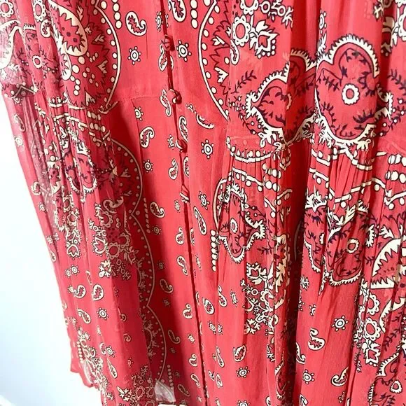 Sundance Briela Bandana Western Cowgirl Print Bohemian Midi Dress Red Sz Medium - Picture 6 of 13